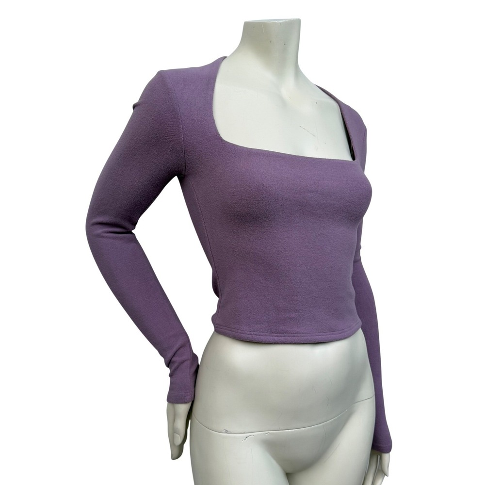 OGL Long Sleeve Top Square Neck Minimalist Y2K Clean Girl Purple Size S